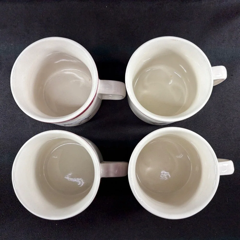 Lot of 4 Royal Seasons Stoneware Cups /‎ Mugs 2 Snowmen & Snowflake Design